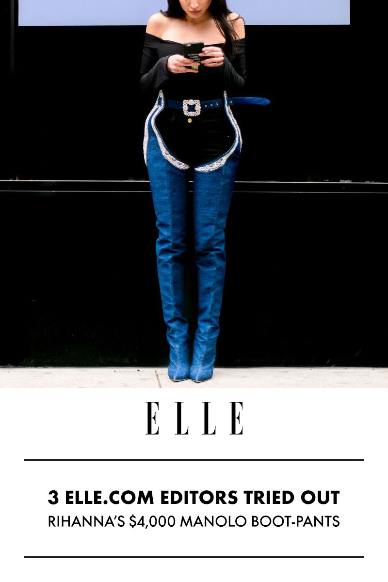 3 ELLE.com Editors Tried Out Rihanna's $4,000 Manolo Boot-Pants