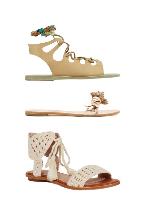 beach <p>Ancient Greek Sandals Antigone Stones, $320; <a href="http://www.ancient-greek-sandals.com/en/usd/product/1220088/women/Antigone-Stones/" target="_blank">ancient-greek-sandals.com</a></p><p>Sophia Webster Lilico Slide, $325; <a href="https://www.sophiawebster.com/product/4928/lilico-slide" target="_blank">sophiawebster.com</a></p><p>Joie Jolee Sandals, $255; <a href="http://www.joie.com/jolee-sandals-natural" target="_blank">joie.com</a></p>