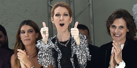 Celine Dion front row at Giambattista Valli Couture Show