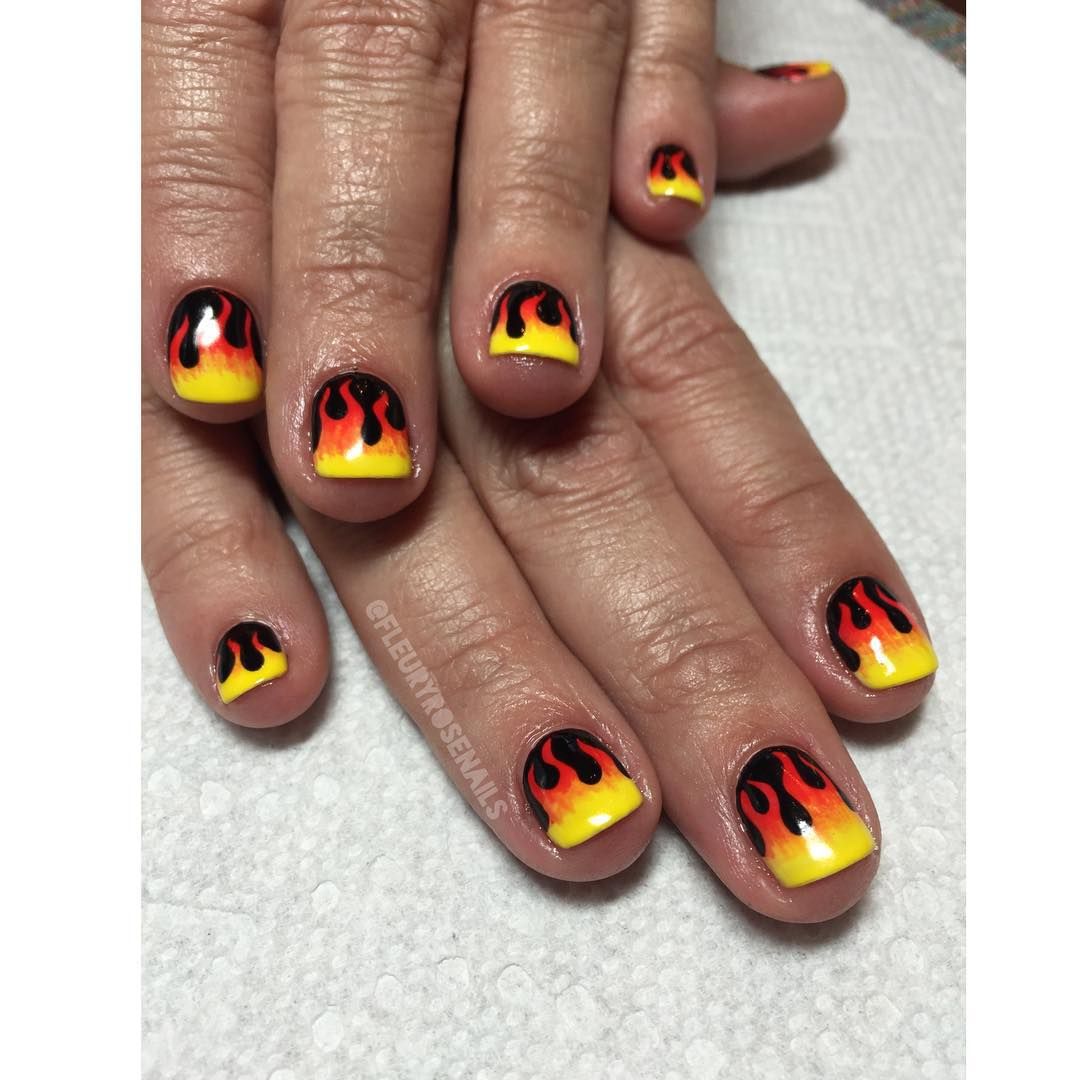 This Is How To Paint Flame Heart Nail Art!! 🔥💖 #nailarttutorial #beg... |  TikTok