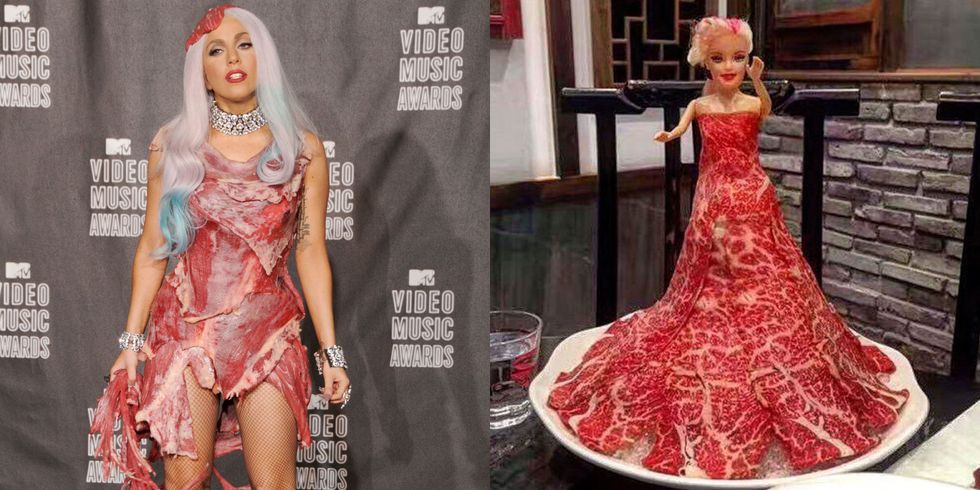 Lady Gaga Meat Dress Can Now Be Ordered In China Lady Gagas 2010 Vma Dress Legacy 2249