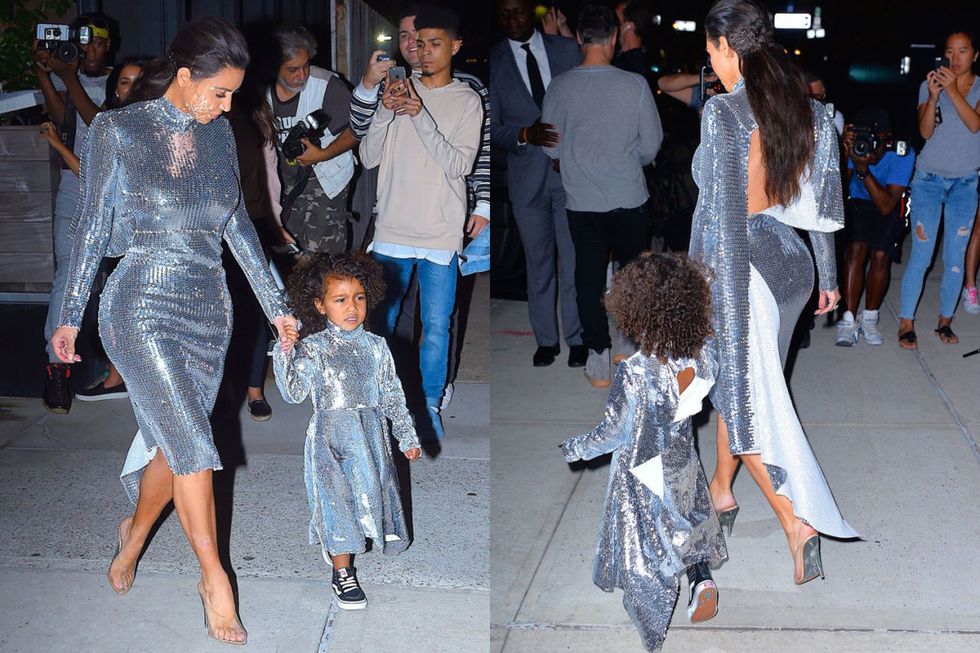Kim Kardashian on X: Wearing Yeezy Season2 leggings, bodysuit, coat and  heels! North matching mommy in custom baby Yeezy  / X