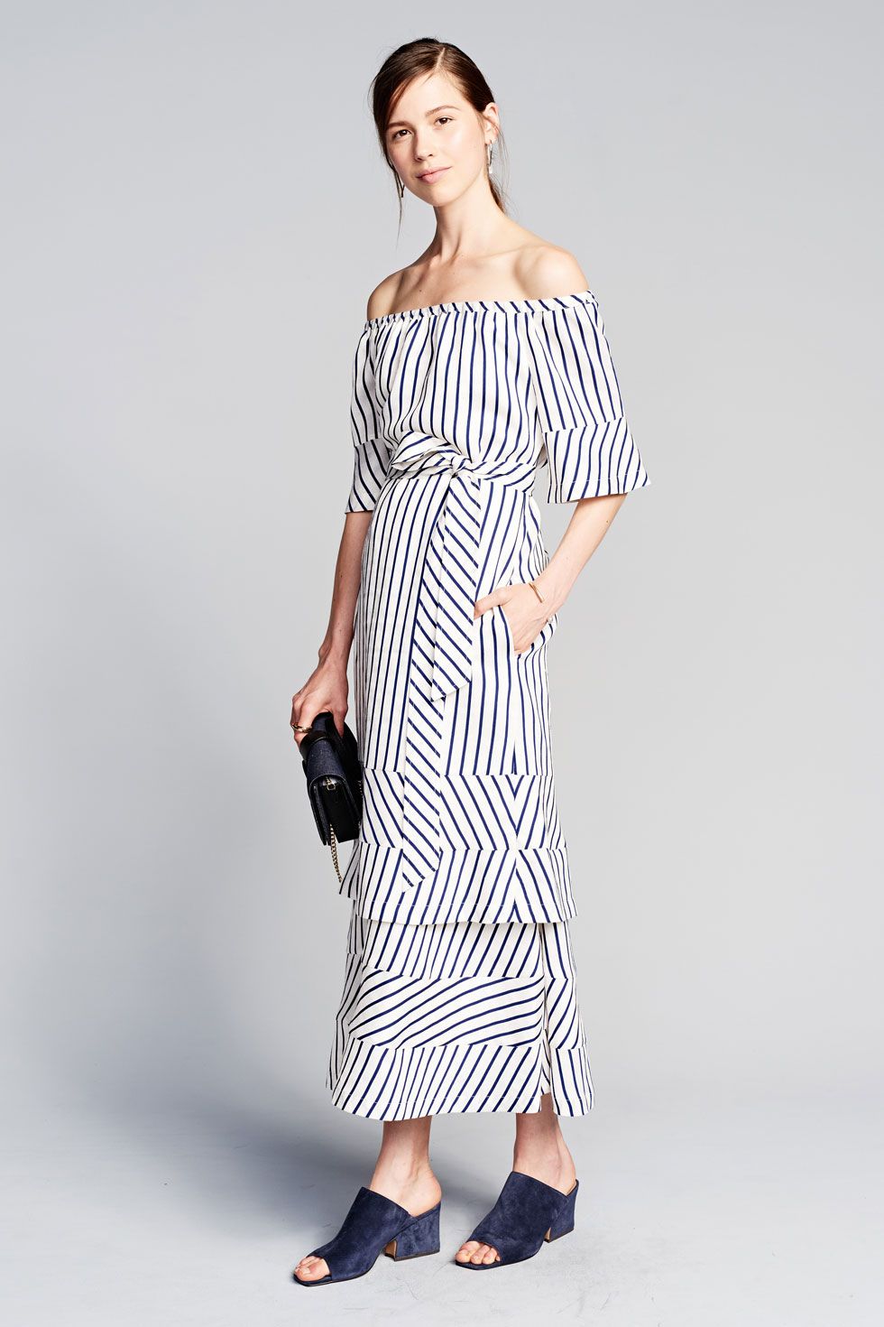 banana republic blue striped dress