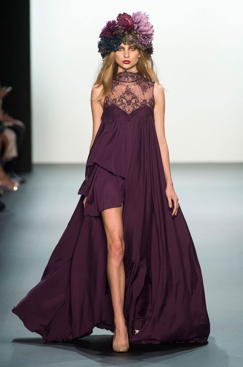 Shoulder, Joint, Dress, Style, Formal wear, Fashion model, One-piece garment, Costume accessory, Purple, Magenta, 