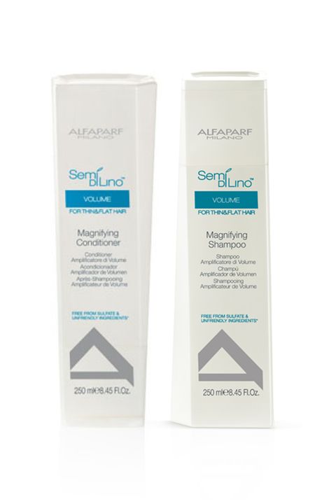 my nyc hairdresser introduced me to this shampoo because i've always had a lot of fine hair that could use the volume lift i love how this formula doesn't weigh my hair down at all though my hair's soft, full, and maintains that quality without washing daily i go every other day with shampooing with the conditioner, i've always been hesitant about using a lot—it can make my hair flat if i put it all over but this condition on the ends of my hair keeps my strands tangle free and smooth overall, it's a solid shampoo conditioner duo for fine hair  alyssa bailey, ellecom assistant editor alfaparf semi di lino magnifying shampoo, 5 amazoncom alfaparf semi di lino magnifying conditioner, 5 amazoncom