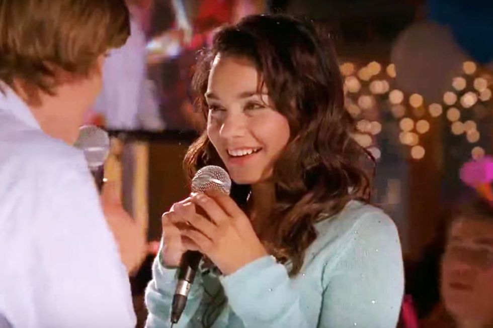 <p>Gabriella (Vanessa Hudgens)&nbsp;is the nerd to Troy's jock in this Disney gem, but they both attempt to break out of their predetermined roles to be part of the school musical. Gabriella's nerd-dom is mostly telegraphed by&nbsp;her writing a ton of equations on a giant chalkboard and her fellow math nerds looking on in amazement. Classic movie nerd.</p>