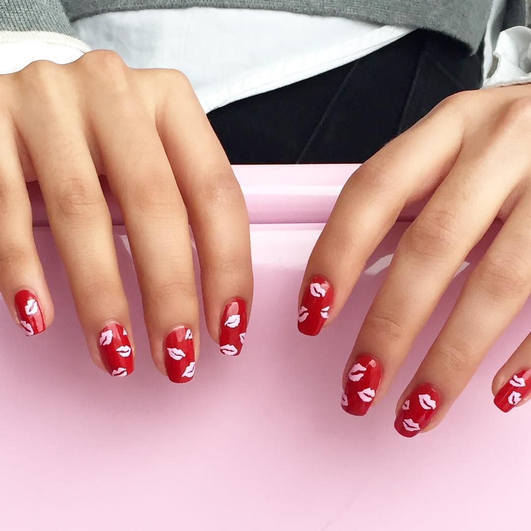 Red and White Geometrical Nail Art. Hand Painted Abstract Nail Art Press on  Nails. Different Shapes and Lengths Available. - Etsy