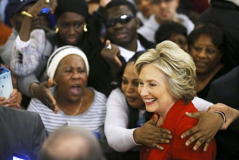 Hillary Clinton and supporters in the Bronx