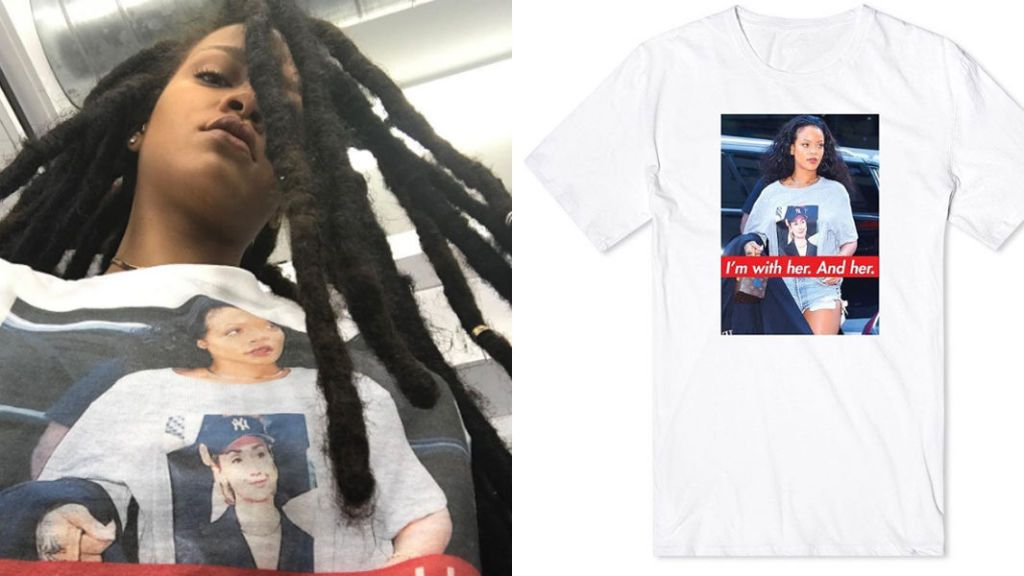 Rihanna wears Hillary Clinton on her chest ahead of third and