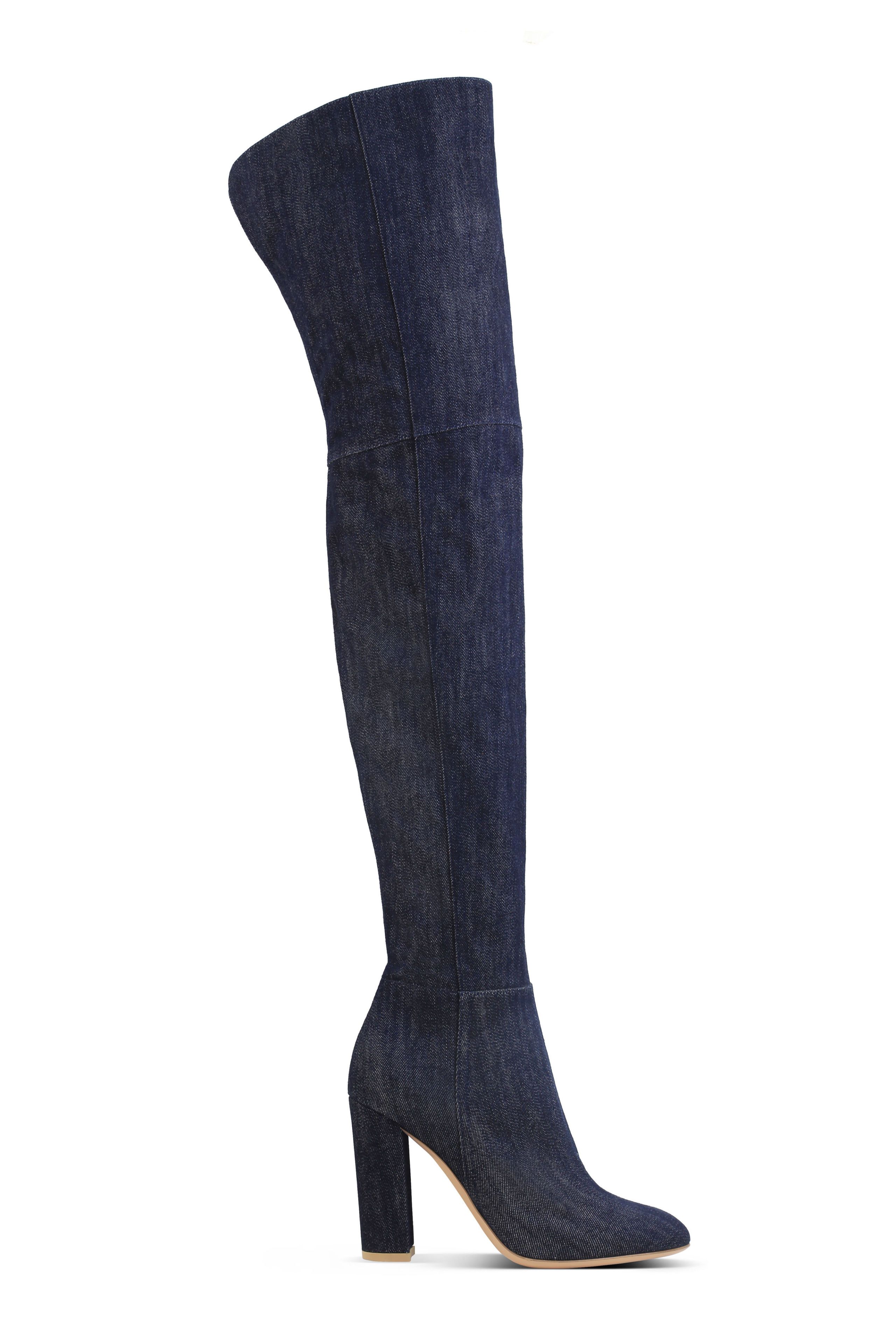 electric blue thigh high boots