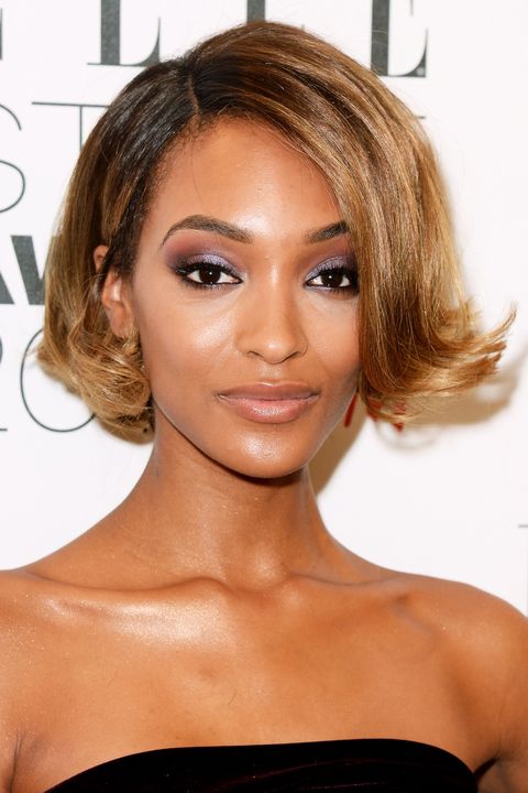 <p>Dunn's caramel ombré is made even more dramatic with this glam bob. To get the same look, curl both sides in the same direction with the ends flipped upward. </p>
