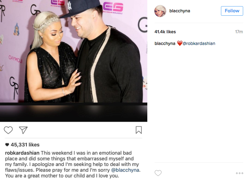 Blac Chyna and Rob Kardashian Instagram Breakup - Rob Kardashian Says Blac  Left Him