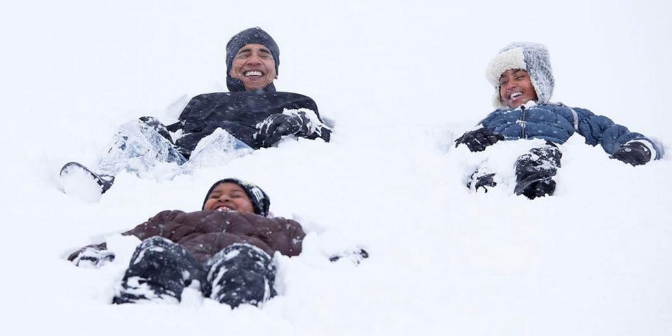 Photos of President Obama Playing in the Snow With Sasha and Malia