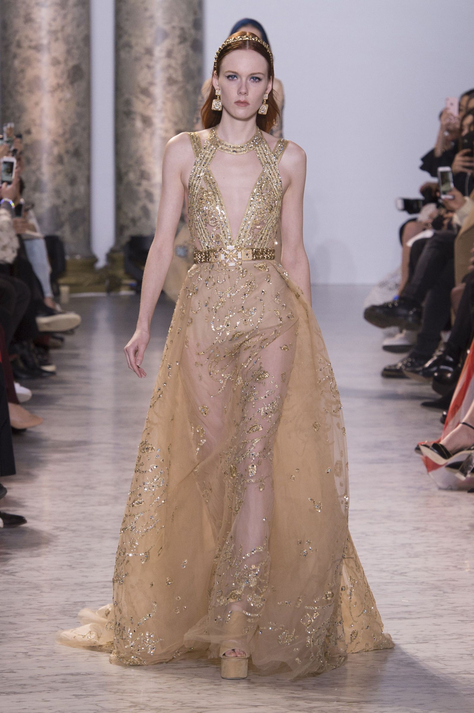 Taylor Swift in a gold sequin Elie Saab gown | Style Darling Daily