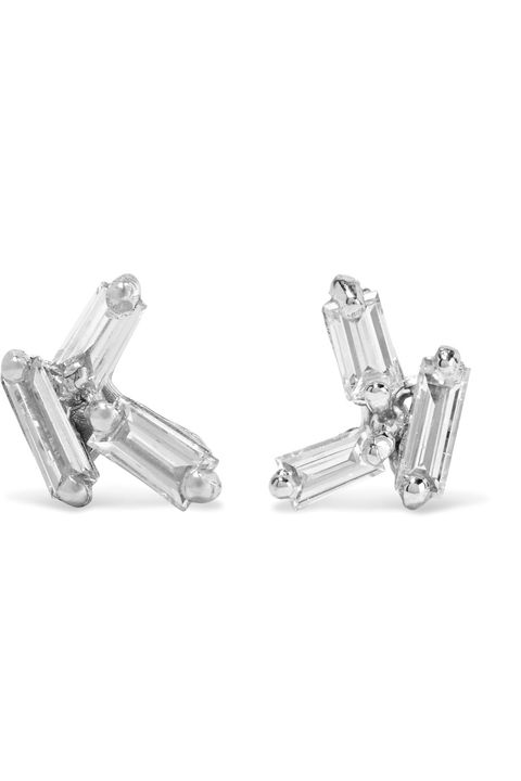 <p>Suzanne Kalan, 18k White Gold Diamond Earrings , $900; <a href="https://www.net-a-porter.com/us/en/product/829997/suzanne_kalan/18-karat-white-gold-diamond-earrings">net-a-porter.com</a></p>