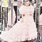 Clothing, Dress, Sleeve, Bridal clothing, Shoulder, Textile, Photograph, Pink, Gown, Wedding dress, 