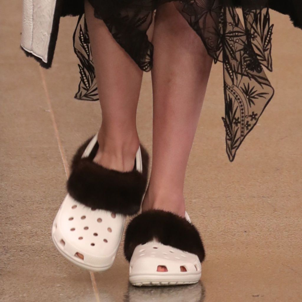 crocs with fur around the ankle