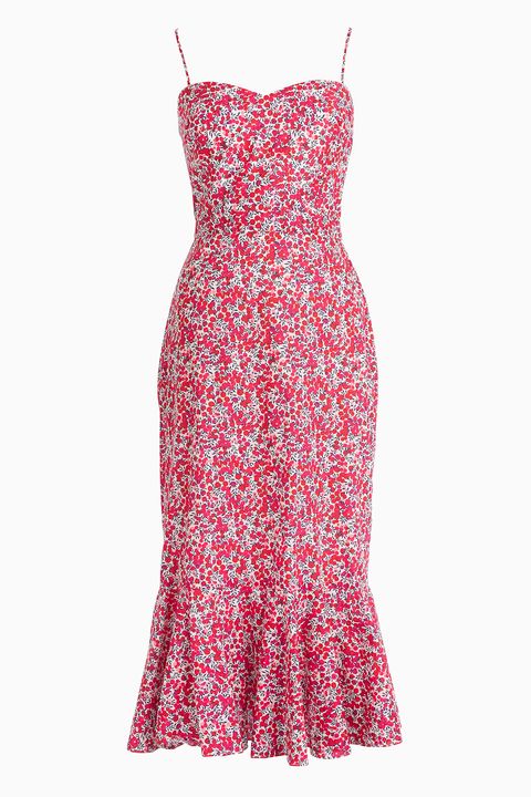 <p>
J.Crew Ruffle-Hem Midi Dress in Liberty Wiltshire Floral, $198; <a href="https://www.jcrew.com/p/womens_category/readytopartycollection/rufflehem-midi-dress-in-liberty-wiltshire-floral/g3501?isFromSearch=true&amp;color_name=berry-multi&amp;N=0&amp;Nloc=en&amp;Ntrm=floral%20dress&amp;Npge=1&amp;Nrpp=60&amp;Nsrt=0">jcrew.com</a></p><p><span class="redactor-invisible-space" data-verified="redactor" data-redactor-tag="span" data-redactor-class="redactor-invisible-space"></span></p>