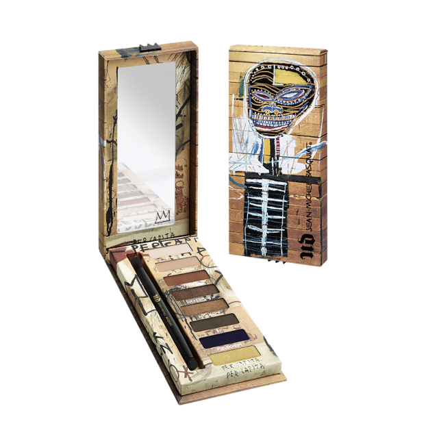 <p>Urban Decay x Jean-Michel Basquiat "Gold Griot" Eyeshadow Palette, $39</p><p>Color names, from top to bottom, are "Enigma," "Levitation," "Not for Sale," "Suckerpunch," "Influence," "BK," "Pseudonym," and "Crown."</p>