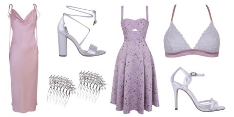 Clothing, Dress, Lilac, Footwear, Fashion design, Design, Shoe, Pattern, High heels, 