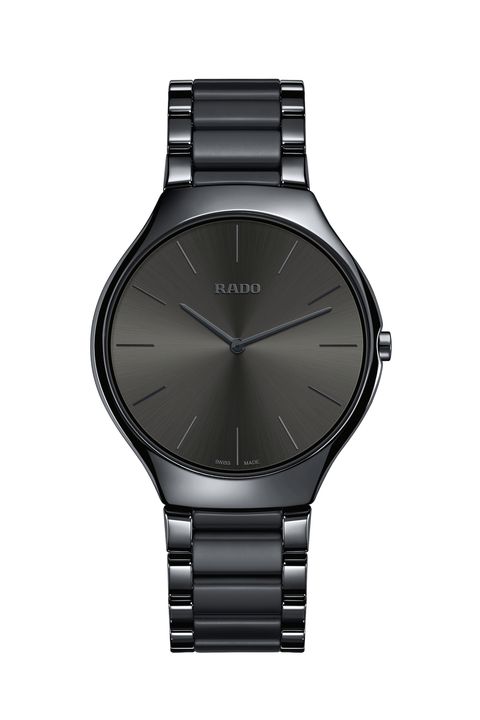 <p>Rado, best known for its innovative ceramic watches, added four new colors (blue, green, gray, and brown) to the True Thinline collection for 2017. Their slimmest timepiece yet measures&nbsp;a mere 4.9mm&nbsp;and is&nbsp;super lightweight, scratch resistant, and, most interestingly, hypoallergenic. Plus, when is top-to-bottom charcoal <em data-redactor-tag="em" data-verified="redactor">not</em><span class="redactor-invisible-space" data-verified="redactor" data-redactor-tag="span" data-redactor-class="redactor-invisible-space"> in style?</span>
</p><p><em data-redactor-tag="em" data-verified="redactor">Rado True Thinline, $2,100; </em><a href="https://www.rado.com/" target="_blank" data-tracking-id="recirc-text-link"><em data-redactor-tag="em" data-verified="redactor">rado.com</em></a></p>