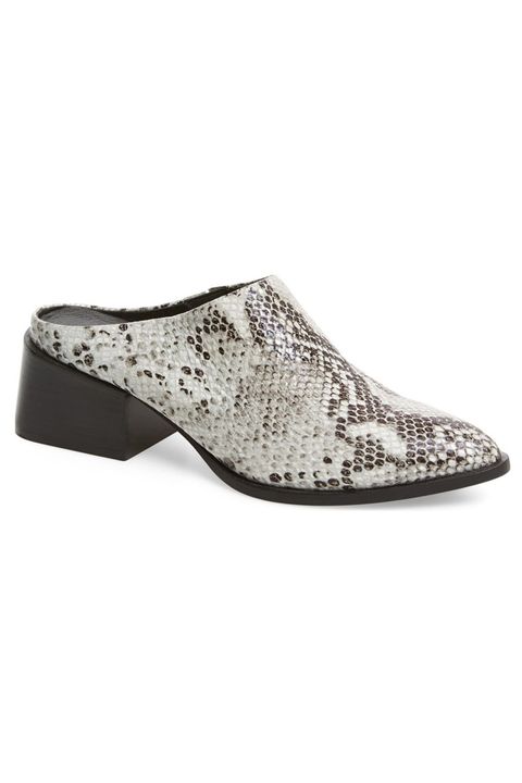 <p>Mules are easy to kick off, yet still provide some of the coverage of a bootie (a practical option for dusty, dirty spaces).&nbsp;Skip the trendy white hue for an outdoors-friendly snakeskin print.</p><p><em data-redactor-tag="em" data-verified="redactor">Sol Sana Camille Mule, $165; </em><a href="http://shop.nordstrom.com/s/sol-sana-camille-pointy-toe-mule-women/4446743?origin=keywordsearch-personalizedsort&amp;fashioncolor=NATURAL%20SNAKE%20PRINT%20LEATHER" target="_blank" data-tracking-id="recirc-text-link"><em data-redactor-tag="em" data-verified="redactor">nordstrom.com</em></a></p>