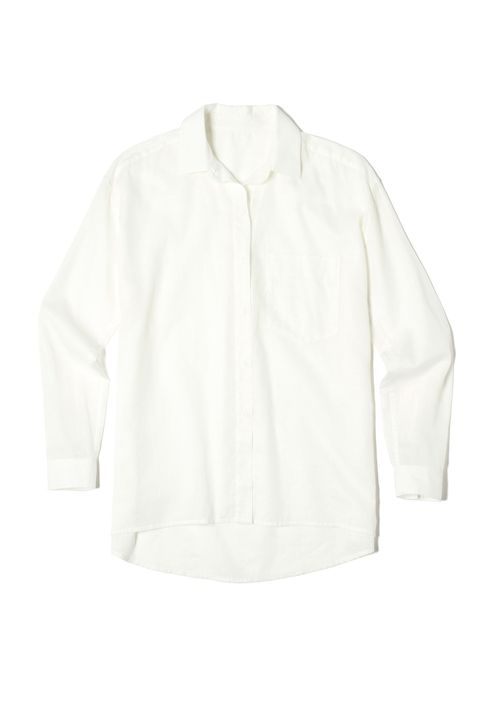 <p>A breezy white button-down&nbsp;can be styled in a ton of different ways: tuck, button, or knot it (or leave it open to fly freely in the breeze).&nbsp;</p><p><em data-redactor-tag="em" data-verified="redactor">Everlane The Relaxed Cotton Shirt, $65; </em><a href="https://www.everlane.com/products/womens-relaxed-poplin-shirt-white?collection=womens-tops" target="_blank" data-tracking-id="recirc-text-link"><em data-redactor-tag="em" data-verified="redactor">everlane.com</em></a></p>