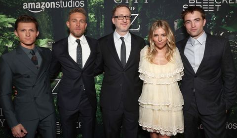 Tom Holland, Charlie Hunnam, Director James Gray, Sienna Miller, and Robert Pattinson at 'The Lost City of Z' premiere