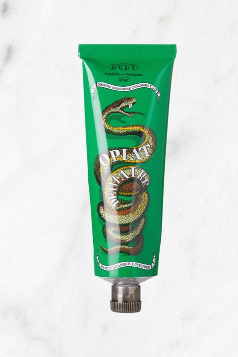<p>Sure, your classic toothpaste&nbsp;gets the job done…but what can we say, the French do toiletries better. Plucked from a picturesque apothecary in Paris, this metal tube looks good from every angle and adds a pop of color to your shelf. Plus, the mint-, coriander-, and cucumber-flavored formula is infused with soothing thermal water from the south of France. In other words, this utilitarian staple has no shortage of <em data-redactor-tag="em" data-verified="redactor">je ne sais quoi</em>. </p><p><em data-redactor-tag="em" data-verified="redactor">Buly 1803 Opiat Dentaire Toothpaste in Mint, Coriander, and Cucumber, $29; </em><a href="https://www.net-a-porter.com/us/en/product/831400/Buly_1803/opiat-dentaire-toothpaste-75ml-mint-coriander-and-cucumber-" target="_blank"><em data-redactor-tag="em" data-verified="redactor">net-a-porter.com</em></a></p>