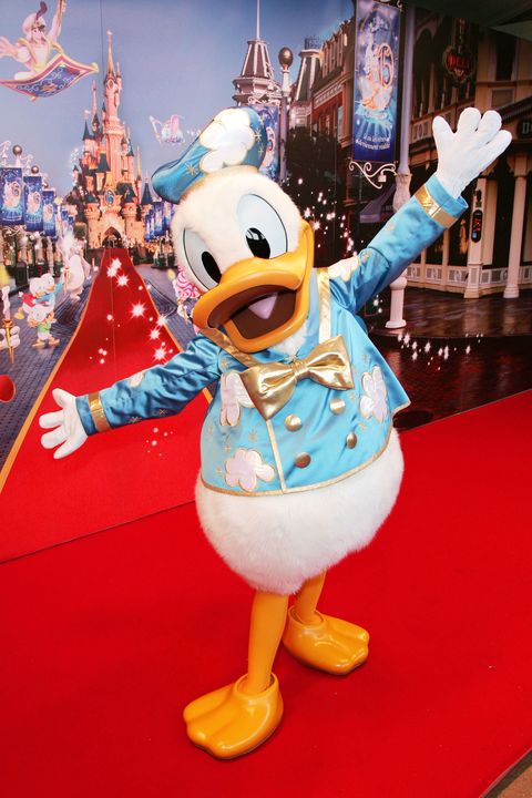 Walt disney world, Mascot, Amusement park, Animated cartoon, Duck, World, Recreation, Toy, 
