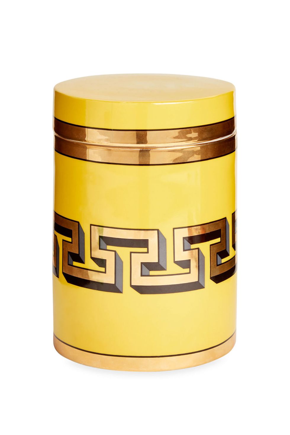 <p>Allow some sunlight into your kitchen or shelves with a high-shine catch-all.</p><p><em data-redactor-tag="em" data-verified="redactor">Jonathan Adler Mykonos Canister, $98; </em><a href="http://www.jonathanadler.com/dining/tabletop/cookie-jars-and-canisters/mykonos-canister/20-2400013.html?dwvar_20-2400013_color=Yellow" target="_blank" data-tracking-id="recirc-text-link"><em data-redactor-tag="em" data-verified="redactor">jonathanadler.com</em></a>&nbsp;</p>