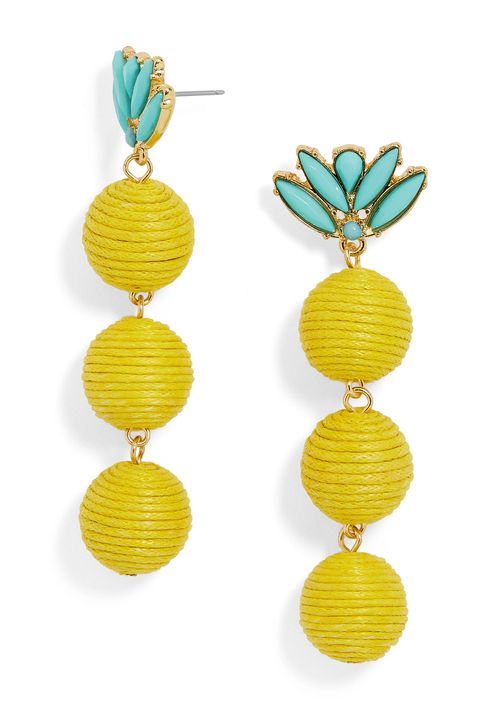 <p>Add a pinch of color with stacked earrings. Turquoise-hued stones provide&nbsp;an extra splash.</p><p><em data-redactor-tag="em" data-verified="redactor">BaubleBar Kiki Drops, $42; </em><a href="https://www.baublebar.com/product/30252-kiki-drops-earrings.html" target="_blank" data-tracking-id="recirc-text-link"><em data-redactor-tag="em" data-verified="redactor">baublebar.com</em></a></p>