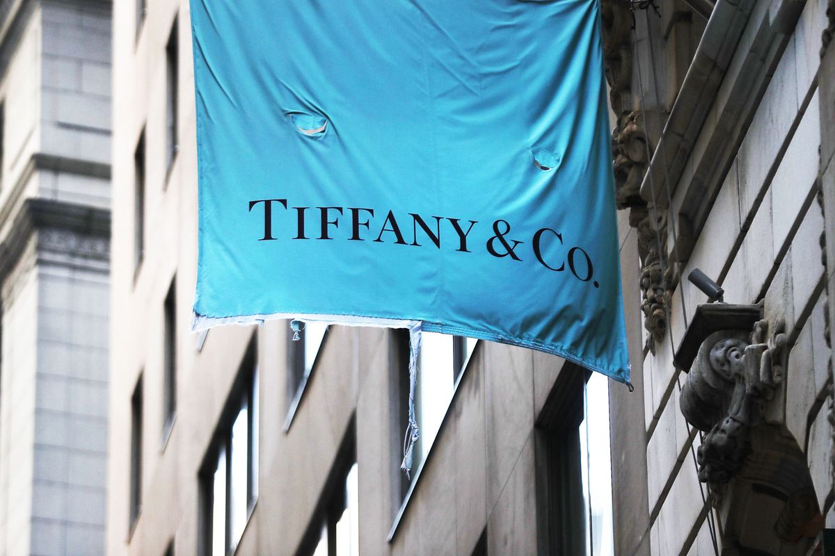 A Tiffany & Co. flag hangs outside of a store in lower Manhattan on February 6, 2017 in New York City.