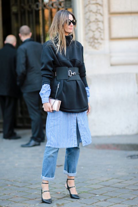 How to Pull Off the Tricky Dress-Over-Jeans Trend