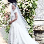 Wedding dress, Gown, Bride, Dress, Clothing, Photograph, Bridal clothing, Veil, White, Bridal accessory, 