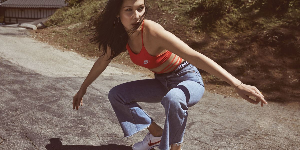 Bella Hadid Does Her Best Farrah Fawcett in Nike's Ad Campaign-Bella Hadid Cortez Sneakers