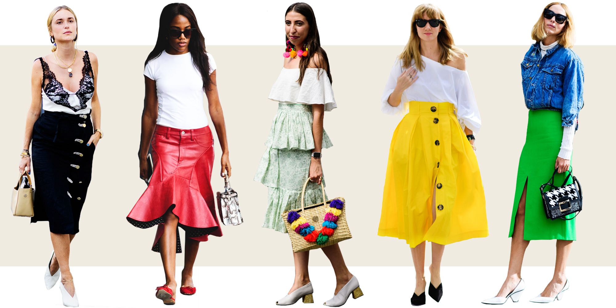 how to wear high waisted midi skirt