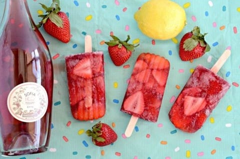 Rosé Wine Popsicles <p>These five-ingredient <a href="http://www.elledecor.com/life-culture/food-drink/g10022181/boozy-ice-cream-dessert-ideas/" target="_blank">wine popsicles</a> are everything you need on a hot summer day. Combine lemon, vanilla, sugar, strawberries and of course rosé, and these sweet treats are good to go. Talk about refreshing.</p><p><em data-redactor-tag="em"><a href="http://www.theshoppingmama.com/2016/05/saturday-sips-rose-wine-popsicles/" target="_blank">Via The Shopping Mama</a></em></p>