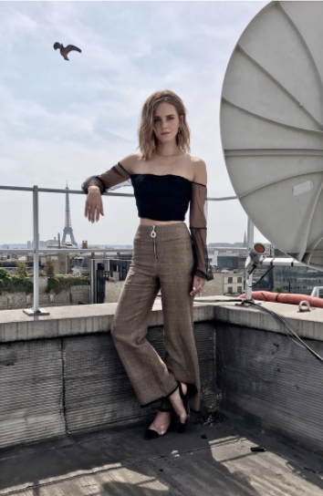 Emma Watson In Blue Flower Gown In Paris Emma Watson