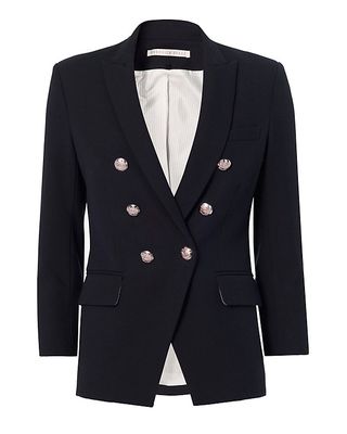 Clothing, Outerwear, Suit, Blazer, Formal wear, Jacket, Black, Sleeve, Button, Tuxedo, 