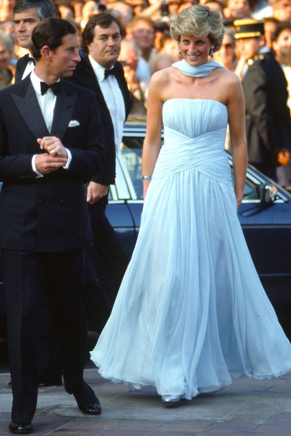 <p>This dress may seem simple, but it's a classic formula:&nbsp;Cinderella style,&nbsp;baby blue. Princess Di wore it in Cannes. This dress sold at auction in 2011 <a href="http://www.instyle.co.uk/celebrity/news/princess-diana-s-1987-cannes-film-festival-dress-auctions-for-81k" target="_blank" data-tracking-id="recirc-text-link">for&nbsp;£80k</a><span class="redactor-invisible-space" data-verified="redactor" data-redactor-tag="span" data-redactor-class="redactor-invisible-space">.&nbsp;</span></p><p><span class="redactor-invisible-space" data-verified="redactor" data-redactor-tag="span" data-redactor-class="redactor-invisible-space"><strong data-redactor-tag="strong" data-verified="redactor">RELATED: </strong><a href="http://www.redbookmag.com/fashion/g4388/kate-middleton-outfits-before-duchess/" target="_blank" data-tracking-id="recirc-text-link"><strong data-redactor-tag="strong" data-verified="redactor">22 Photos That Show What Kate Middleton Used to Wear Before She Became a Duchess</strong></a> </span></p>