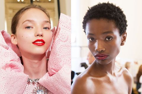 <p>Makeup artist <a href="http://wwd.com/beauty-industry-news/beauty-features/giambattista-valli-couture-aw17-backstage-beauty-10937370/" data-tracking-id="recirc-text-link">Val Garland</a> wanted the red lips to look "like a rosebud," she said. "It's like she's been biting peonies. And we put a lot of gloss over the top, so it just looks quite sexy at the same time."<span class="redactor-invisible-space" data-verified="redactor" data-redactor-tag="span" data-redactor-class="redactor-invisible-space">&nbsp;</span>For the hair, James Pecis took a similar cue, using <a href="http://www.oribe.com/maximista-thickening-spray.html" data-tracking-id="recirc-text-link">Oribe Maximista Thickening Spray</a> and <a href="http://www.oribe.com/swept-up-volume-powder.html" data-tracking-id="recirc-text-link">Swept Up Volume Powder Spray</a> for a messy texture.&nbsp;</p>
