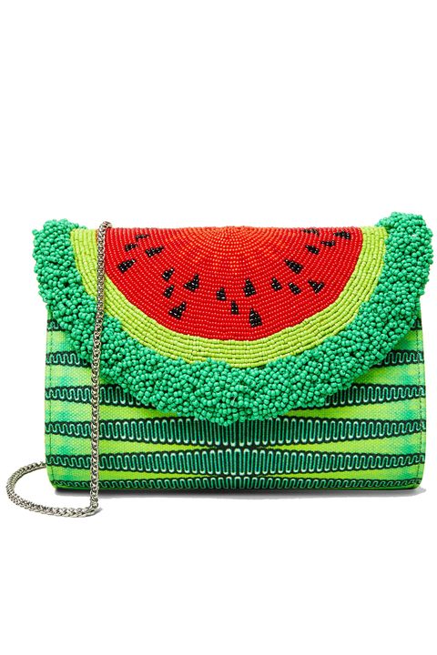 <p>Use a small bag to keep your necessities sand-free during the day. When the clock hits 5, ditch your tote in the car and bring this fruit out solo.</p><p><em data-redactor-tag="em" data-verified="redactor">Sarah's Bag Watermelon Shoulder Bag, $590; </em><a href="http://www.themodist.com/en/accessories/bags/watermelon-beaded-shoulder-bag/001252407.html?cgid=accessories-bags" data-tracking-id="recirc-text-link"><em data-redactor-tag="em" data-verified="redactor" data-tracking-id="recirc-text-link">themodist.com</em></a></p>