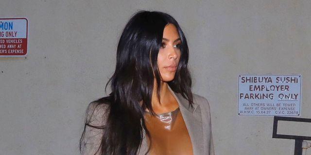 Kim Kardashian see-through dress no bra