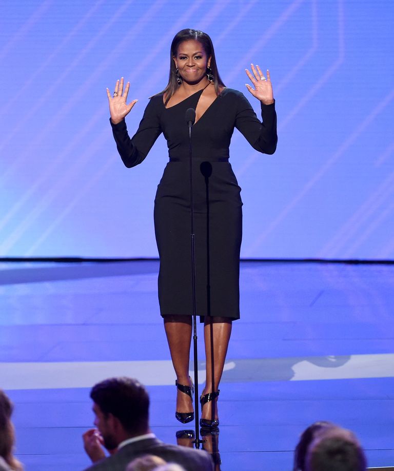 Michelle Obama In Tan Suit At D C High School Fashion And Beauty