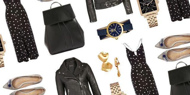 Style, Fashion, Black, Leather, Pattern, Analog watch, Design, Watch, Earrings, Leather jacket, 