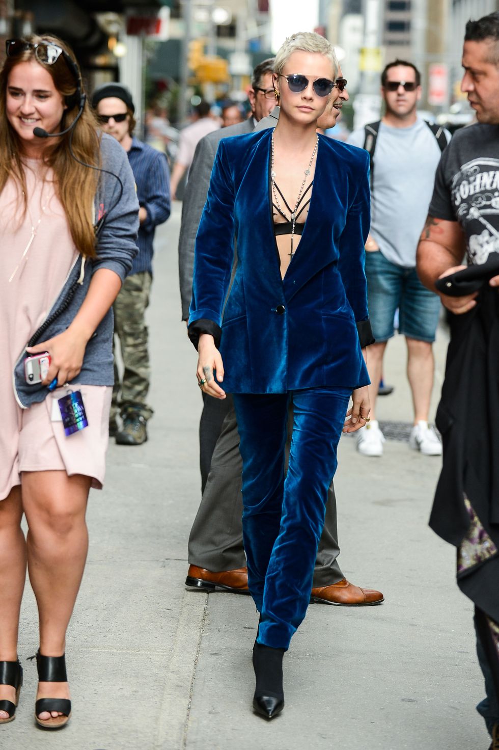 Blake Lively Wears Two Velvet Blazers, No Bra, in 85-Degree Weather - Blake  New York Fashion