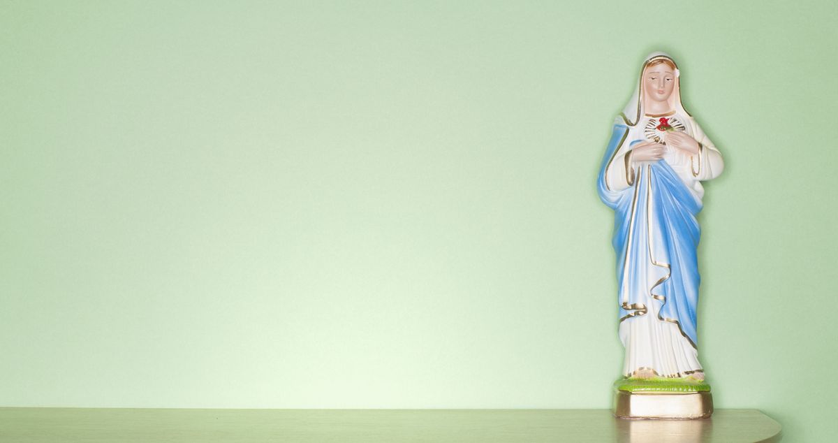 Religious figurine on counter top
