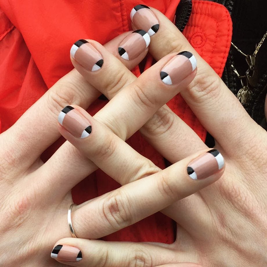 black and white french nails