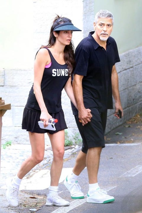Amal and George Clooney Hold Hands on Tennis Court - Cute Clooney